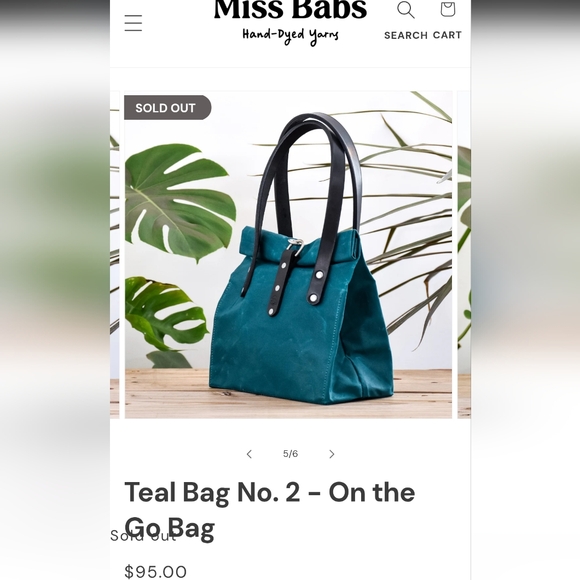 Miss Babs x Blue Spring Craft Waxed Canvas Tote No. 2 “On The Go” Teal Bag - Picture 2 of 16